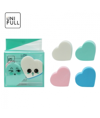 UNIFULL two heart puff in PVC box of four