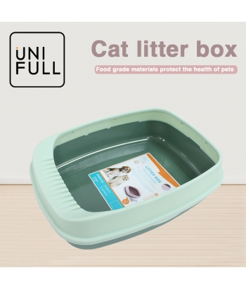 UNIFULL Contrasting color cat litter box small spacious cat toilet semi-enclosed leak-proof cat bedpan shit basin