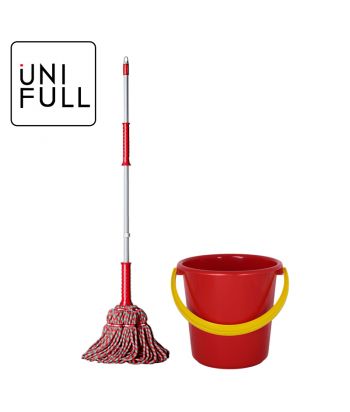 UNIFULL Red gray fiber screw water mop