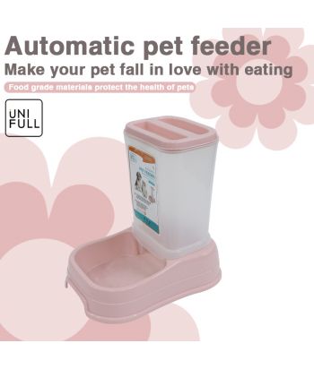 UNIFULL Automatic feeder pet vertical self-service dog food bowl pet plastic dog bowl dog food bucket